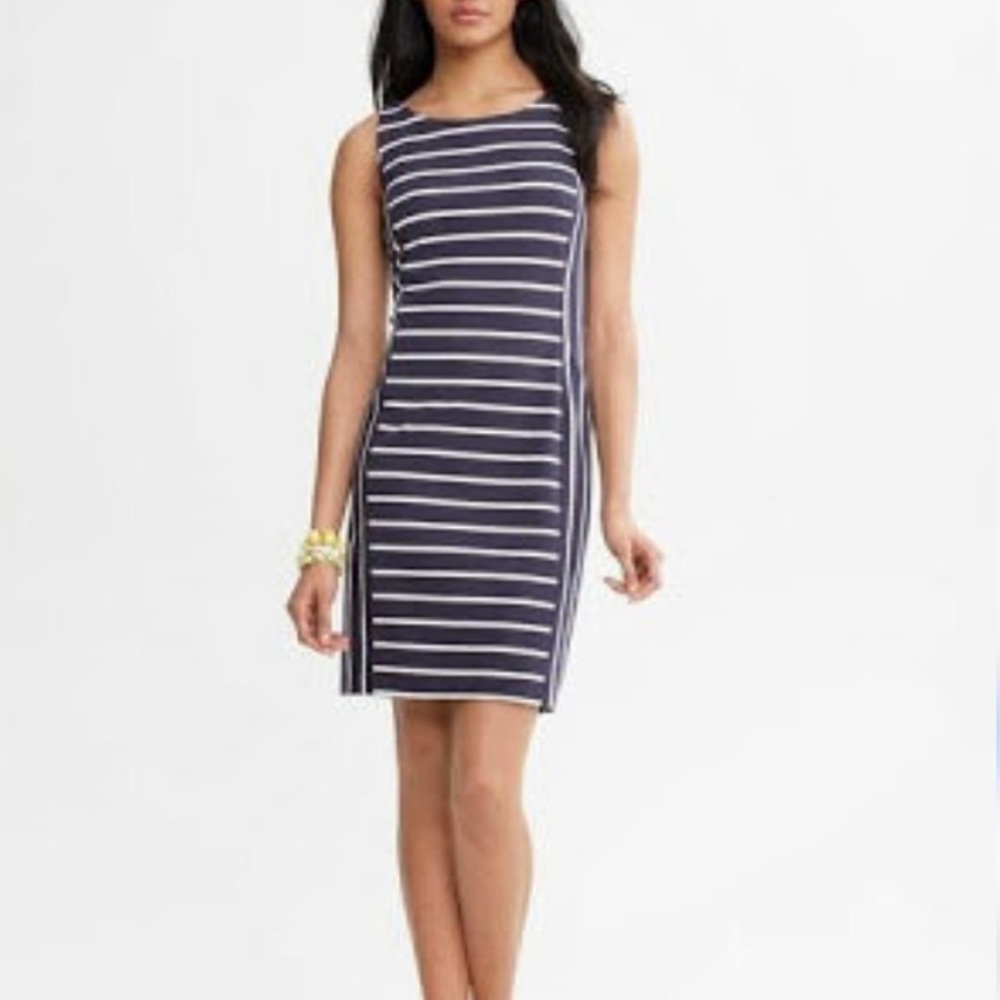 New Banana Republic Navy Stripe Body Con Sheath Dress